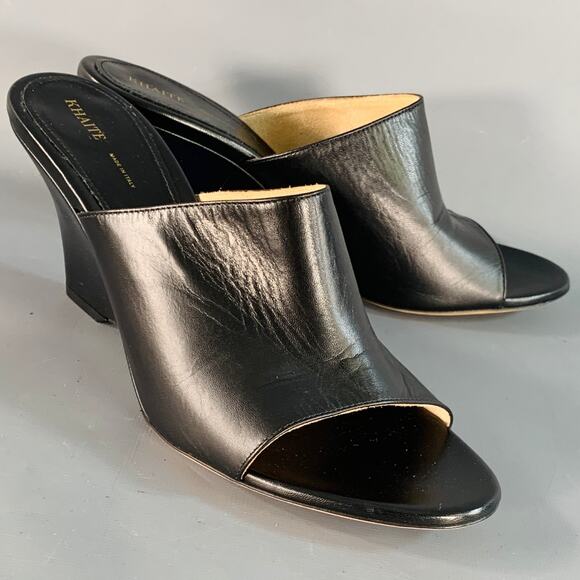 KHAITE Size 9.5 Marion Black Leather Wedge Pumps - Picture 1 of 7